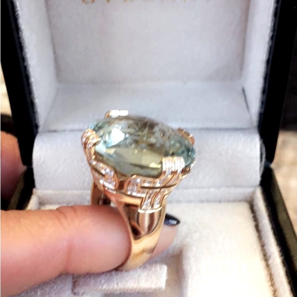 Blvgari Prasiolite Stone Gold Cocktail Ring